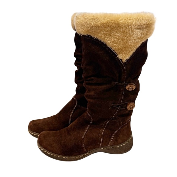 BareTraps Women's Esha Leather Suede Dark Brown w/Faux Fur 90s Retro Size 7.5 - Picture 9 of 9